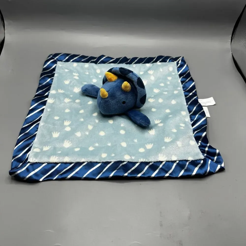 Cloud Island Lovey Dinosaur Blue Dino Baby Blanket Satin Edges Triceratops 14
